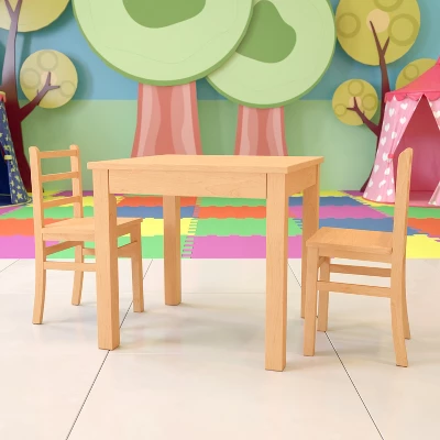Flash Furniture Kids Natural Solid Wood Table And Chair Set For Classroom, Playroom, Kitchen 3 Flash Furniture Kids Natural Solid Wood Table And Chair Set For Classroom, Playroom, Kitchen