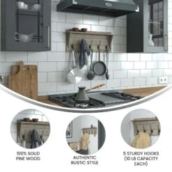 Merrick Lane 24 Inch Wall Mount Pine Wood Storage Rack With 5 Hanging Hooks, Entryway, Kitchen, Bathroom 20 Merrick Lane 24 Inch Wall Mount Pine Wood Storage Rack With 5 Hanging Hooks, Entryway, Kitchen, Bathroom -Safavieh Shop GUEST 025be7f4 6880 4025 a5b7 9daa6b445bdc