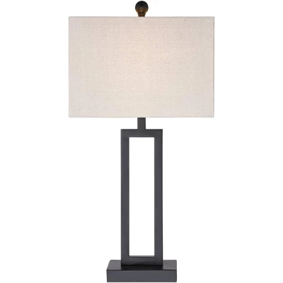 360 Lighting Aston 26" High Open Rectangle Modern Table Lamp Black Finish Metal Single Off-White Shade Living Room Bedroom Bedside Nightstand House 7 360 Lighting Aston 26" High Open Rectangle Modern Table Lamp Black Finish Metal Single Off-White Shade Living Room Bedroom Bedside Nightstand House - Image 5