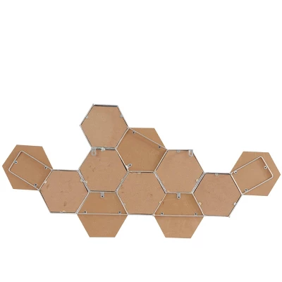 Wood Geometric Honeycomb Wall Decor With Mirrors Brown - CosmoLiving By Cosmopolitan 3 Wood Geometric Honeycomb Wall Decor With Mirrors Brown - CosmoLiving By Cosmopolitan