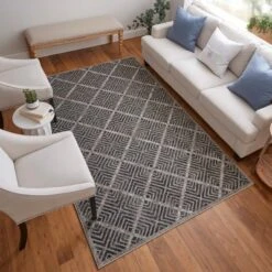 Katari Modern Geometric, Gray/Tan/Black, 1'-8" X 2'-10" Accent Rug