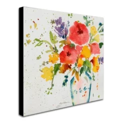 24" X 24" White Vase With Bright Flowers By Sheila Golden - Trademark Fine Art