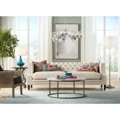 Possini Euro Design Roxie Modern Floor Lamp Standing 65 1/2" Tall Brushed Nickel Sheer Linen Double Drum Shade For Living Room Bedroom Office House -Safavieh Shop GUEST 08929d60 e93f 45c5 b9a9 a1bd28b63482