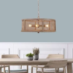 18" Metal Dixsie Caged Farmhouse Chandelier Woodgrain - River Of Goods -Safavieh Shop GUEST 08ab8461 5bbf 4600 966c 893d3315cbcb