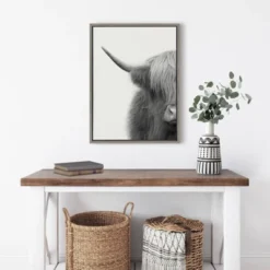 18" X 24" Sylvie Highland Cow Crop Framed Canvas Wall Art By The Creative Bunch Studio Gray - Kate And Laurel -Safavieh Shop GUEST 096ba187 94e2 4d3d 94a1 4e1c8d3d786c