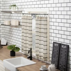 Set Of 2 Twill Striped Anti Dust Sheer Cafe Curtain - Clean Window -Safavieh Shop GUEST 0a452f89 4879 442a 8d0a 0bb75901574b