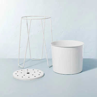 Powder-Coated Metal Planter White - Hearth & Hand™ With Magnolia 4 Powder-Coated Metal Planter White - Hearth & Hand™ With Magnolia - Image 2