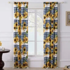 Sunflower Window Panel Blackout Curtain Pair 42" X 84" Gold By Barefoot Bungalow