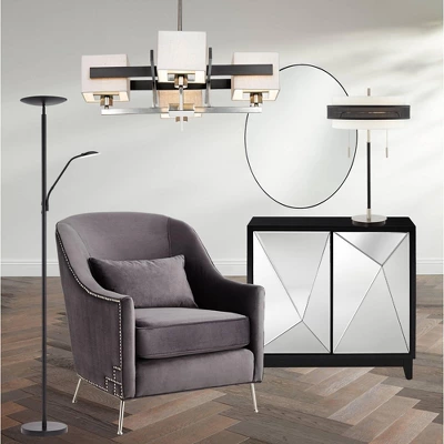 Possini Euro Design Brushed Nickel Pendant Chandelier 28" Wide Modern Dark Mocha Wood Finish Off White Fabric 4-Light Fixture Dining Room 8 Possini Euro Design Brushed Nickel Pendant Chandelier 28" Wide Modern Dark Mocha Wood Finish Off White Fabric 4-Light Fixture Dining Room - Image 6