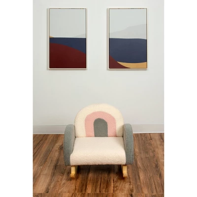 Upholstered Rocking Chair White/Pink/Gray - Gift Mark 4 Upholstered Rocking Chair White/Pink/Gray - Gift Mark - Image 2