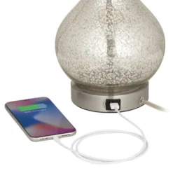 360 Lighting Ledger Modern Accent Table Lamps 21 3/4" High Set Of 2 Mercury Glass With USB Charging Port Table Top Dimmers Off-White Shade For Desk -Safavieh Shop GUEST 10ca657e e857 4f0a abd9 0f6d86bf3c4b