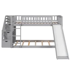 Stairway Twin Over Twin Bunk Bed With Two Drawers And Slide-ModernLuxe 20 Stairway Twin Over Twin Bunk Bed With Two Drawers And Slide-ModernLuxe -Safavieh Shop GUEST 11780159 196e 41f7 bac7 3e6c69488cef