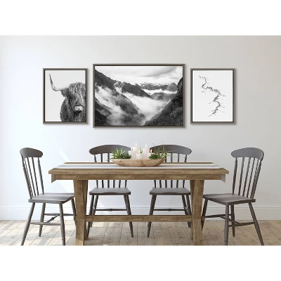 (Set Of 3) 23" X 33" Sylvie Highland Cow Mountains And Inca Trail Framed Canvas Set Gray - Kate & Laurel All Things Decor 7 (Set Of 3) 23" X 33" Sylvie Highland Cow Mountains And Inca Trail Framed Canvas Set Gray - Kate & Laurel All Things Decor - Image 5