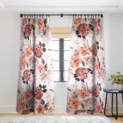 Marta Barragan Camarasa Terracotta Flowered Garden Single Panel Sheer Window Curtain - Deny Designs -Safavieh Shop GUEST 134e16b6 bce6 4bff 91b7 55d2109b9149