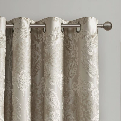 Enid Jacquard Paisley Blackout Curtain Panel 4 Enid Jacquard Paisley Blackout Curtain Panel - Image 2