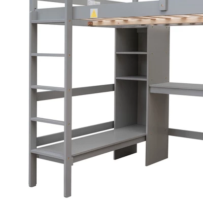 Full Size Loft Bed With Multifunction Shelves And Under-Bed Desk - ModernLuxe 12 Full Size Loft Bed With Multifunction Shelves And Under-Bed Desk - ModernLuxe - Image 10