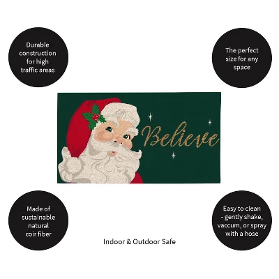 Evergreen Santa Believe Indoor Outdoor Natural Coir Doormat 1'4"x2'4" Green 5 Evergreen Santa Believe Indoor Outdoor Natural Coir Doormat 1'4"x2'4" Green - Image 3
