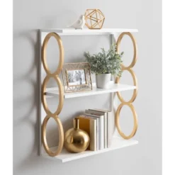 28" X 8" X 31" Ring Wooden 3-Tier Shelf White - Kate & Laurel All Things Decor -Safavieh Shop GUEST 17002748 eac2 4e28 b259 afa3db3b152a