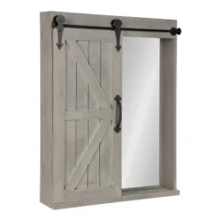 Decorative Wood Wall Storage Cabinet With Vanity Mirror Rustic Gray - Kate & Laurel All Things Decor -Safavieh Shop GUEST 17852cea c012 430b 9621 653db457d8ac