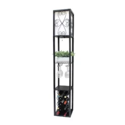 Etagere Organizer Storage Shelf Floor Lamp With Linen Shade Black - Simple Designs -Safavieh Shop GUEST 178bf1c0 db9a 4cc1 af1a 95fc68071d96