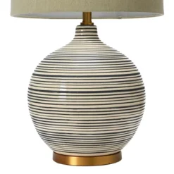 Textured Striped Ceramic Table Lamp With Linen Shade (Includes LED Light Bulb) Black/White/Gray - Storied Home -Safavieh Shop GUEST 19c8b0f2 fa3c 4bb1 884c 80c75e09350e