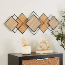 16" X 43" Bamboo Geometric Overlapping Diamond Wall Decor With Metal Wire Brown - Olivia & May -Safavieh Shop GUEST 1aabb0f8 a430 4ef3 b241 2f2917181542