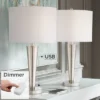 360 Lighting Geoff Modern Table Lamps 26" High Set Of 2 Brushed Nickel With USB Charging Port Table Top Dimmers White Drum Shade For Living Room Desk -Safavieh Shop GUEST 1ae2bb01 6879 42cd 91c6 671f56aa8e98