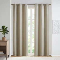 Set Of 2 Aljed Solid Blackout Triple Weave Grommet Top Curtain Panel Beige 13 Set Of 2 Aljed Solid Blackout Triple Weave Grommet Top Curtain Panel Beige -Safavieh Shop GUEST 1b6b98ba 3dbe 4050 b8fe 82df09f68c2a