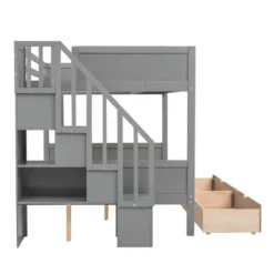 Twin Over Full Bunk Bed With Shelves, Storage Staircase And 2 Drawers - ModernLuxe -Safavieh Shop GUEST 1d349b94 af69 4253 9de8 6e5aeba542f8