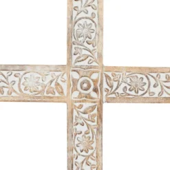 Mango Wood Biblical Carved Cross Wall Decor Brown - Olivia & May