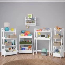 Kids' 2 Tier Ladder Wall Shelf With Hooks White - RiverRidge Home -Safavieh Shop GUEST 1ee5c927 59cf 479c ae12 45aea42d9f95