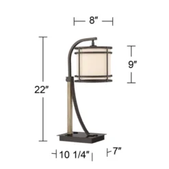 Franklin Iron Works Gentry Industrial Desk Lamp 22" High Oil Rubbed Bronze Faux Wood Cage With USB And AC Power Outlet In Base Oatmeal Shade For Desk -Safavieh Shop GUEST 212d9a41 8a1e 4762 a8cd 1b8d3fd8e98d