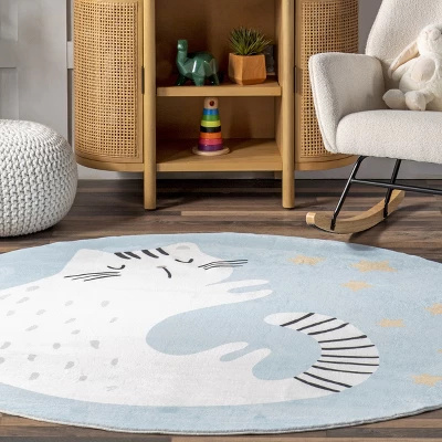 NuLOOM Adalynn Sleepy Cat Kids Machine Washable Area Rug 10 NuLOOM Adalynn Sleepy Cat Kids Machine Washable Area Rug - Image 8