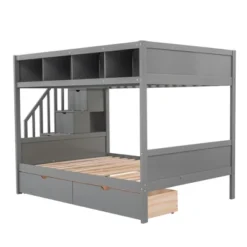 Twin Over Full Bunk Bed With Shelves, Storage Staircase And 2 Drawers - ModernLuxe -Safavieh Shop GUEST 23bba97c 141f 4d44 85ea 83b98068e034