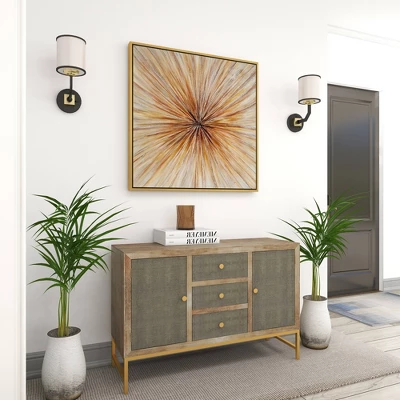 Canvas Starburst Radial Framed Wall Art With Gold Frame Brown - Olivia & May 4 Canvas Starburst Radial Framed Wall Art With Gold Frame Brown - Olivia & May - Image 2