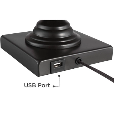 Franklin Iron Works Ross Rustic Farmhouse Table Lamps 27" Tall Set Of 2 Bronze With USB Charging Port Faux Leather Drum Shade For Living Room Desk 6 Franklin Iron Works Ross Rustic Farmhouse Table Lamps 27" Tall Set Of 2 Bronze With USB Charging Port Faux Leather Drum Shade For Living Room Desk - Image 4