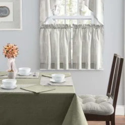 Ellis Curtain Plaza Classic Ticking Stripe Printed On 1.5" Rod Pocket Natural Ground Tailored Swag 56" X 36" Sage -Safavieh Shop GUEST 28c7e6fe 170a 42aa b132 355e637d7251