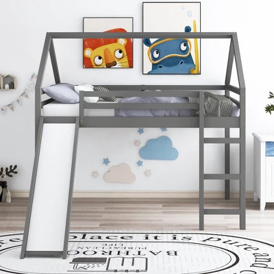 Full Size House Shape Loft Bed With Slides - ModernLuxe 3 Full Size House Shape Loft Bed With Slides - ModernLuxe