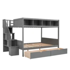 Twin Over Full Bunk Bed With Shelves, Storage Staircase And 2 Drawers - ModernLuxe -Safavieh Shop GUEST 2fad5fc3 5949 4289 a04b 4ea4302ca912