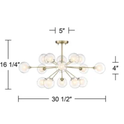 Possini Euro Design Modern Ceiling Light Semi Flush Mount Fixture Sputnik Brass 30 1/2" Wide 15-Light Double Glass Ball Hallway 13 Possini Euro Design Modern Ceiling Light Semi Flush Mount Fixture Sputnik Brass 30 1/2" Wide 15-Light Double Glass Ball Hallway -Safavieh Shop GUEST 317f6f78 bba3 4e43 bc4e 75fe5664e121