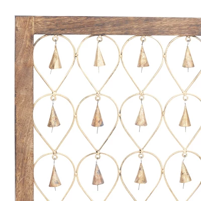 Mango Wood Bell Framed Wall Decor Set Of 2 Brown - Olivia & May 5 Mango Wood Bell Framed Wall Decor Set Of 2 Brown - Olivia & May - Image 3