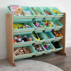 Toy Organizer With 16 Storage Bins Natural/Mint - Humble Crew 9 Toy Organizer With 16 Storage Bins Natural/Mint - Humble Crew -Safavieh Shop GUEST 33742ddc 3da9 4bde 96ed f83db271ac0c