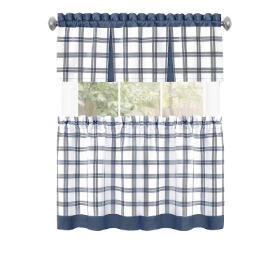 Kate Aurora Windowpane Plaid Country Farmhouse Kitchen Curtain Tier & Valance 3 Kate Aurora Windowpane Plaid Country Farmhouse Kitchen Curtain Tier & Valance