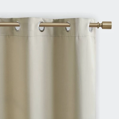 Set Of 2 Aljed Solid Blackout Triple Weave Grommet Top Curtain Panel Beige 4 Set Of 2 Aljed Solid Blackout Triple Weave Grommet Top Curtain Panel Beige - Image 2