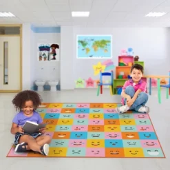 Deerlux 6 Ft. Social Distancing Colorful Kids Classroom Seating Area Rug, Emoji Mask Design -Safavieh Shop GUEST 391637ff a4d0 4c8b a0f5 3e705f795e13