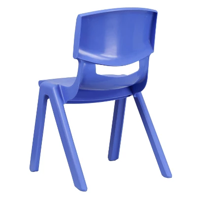 Emma And Oliver 4 Pack Blue Plastic Stack School Chair With 15.5"H Seat, 3rd-7th School Chair 8 Emma And Oliver 4 Pack Blue Plastic Stack School Chair With 15.5"H Seat, 3rd-7th School Chair - Image 6