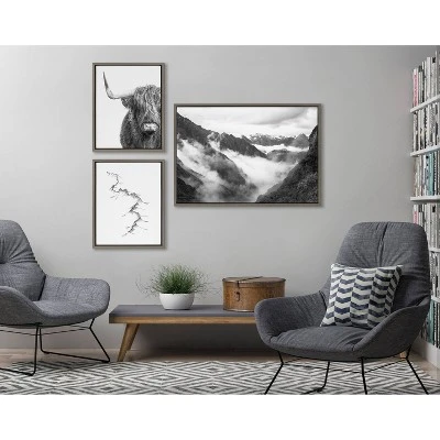 (Set Of 3) 23" X 33" Sylvie Highland Cow Mountains And Inca Trail Framed Canvas Set Gray - Kate & Laurel All Things Decor 6 (Set Of 3) 23" X 33" Sylvie Highland Cow Mountains And Inca Trail Framed Canvas Set Gray - Kate & Laurel All Things Decor - Image 4