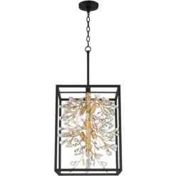 Possini Euro Design Carrine Black Gold Pendant Chandelier 15 1/4" Wide Modern Clear Crystal 4-Light Fixture For Dining Room House Foyer Kitchen Island -Safavieh Shop GUEST 3d7ccd46 1e49 4ab2 9281 fad285d969f5