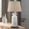 360 Lighting Helene Country Cottage Table Lamp 26" High Cream White Ceramic With Dimmable USB Workstation Base Tan Drum Linen For Living Room Desk -Safavieh Shop GUEST 3e843159 a1ce 4ec5 af94 f2079a3e39d8