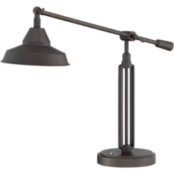 Franklin Iron Works Turnbuckle Rustic Farmhouse Desk Lamp 25" High Oil Rubbed Bronze With USB Charging Port LED Adjustable Metal Shade For Bedroom -Safavieh Shop GUEST 3ecb5d12 0b70 48f1 bf69 d4c7f77275a1
